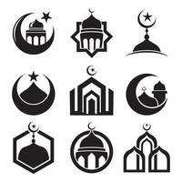 coleção de logotipo da mesquita. ilustração vetorial de logotipo islâmico vetor