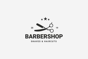 barbearia design de logotipo minimalista simples com ornamento elegante vetor