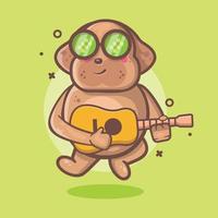 mascote de personagem animal cachorro legal tocando desenho de guitarra isolado em design de estilo simples vetor