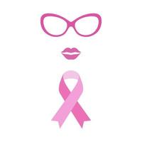 símbolo de conscientização de câncer de mama de fita rosa em mulheres vetor