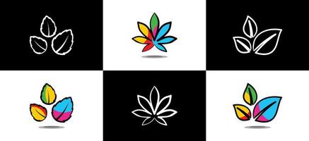 design de logotipo de ilustração vetorial de ícone de folha de estilo colorido desenhado à mão vetor