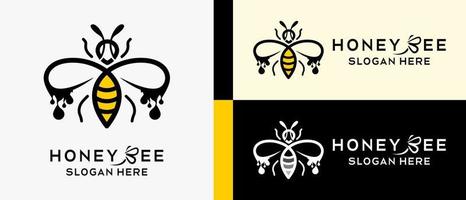 modelo de design de logotipo de abelha de mel com conceito de arte de linha criativa, simples e elegante. ilustração de logotipo de vetor premium