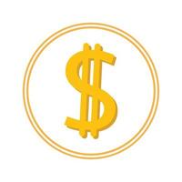 ícone dólar ouro em um vetor de fundo branco