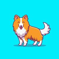 ilustração de ícone de vetor dos desenhos animados cão sheltie bonito. natureza animal ícone conceito isolado vetor premium. estilo de desenho animado plano