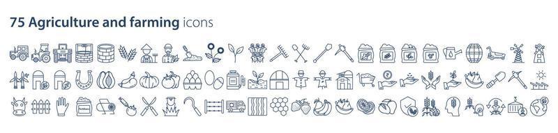 coleção de ícones relacionados à agricultura e agricultura, incluindo ícones como folha, trator, comida, frutas, jardim e muito mais. ilustrações vetoriais, pixel perfeito vetor