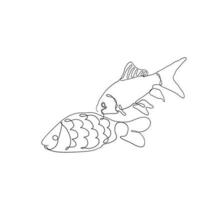 vetor de ilustração de peixe de desenho de linha contínua