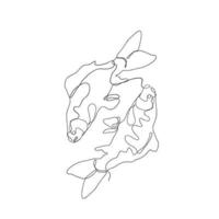 vetor de ilustração de peixe de desenho de linha contínua