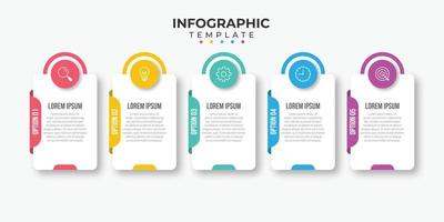 modelo de infográfico de negócios de apresentação com ilustração vetorial de 5 opções vetor