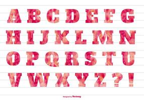 Alfabeto texturizado de aguarela rosa vetor