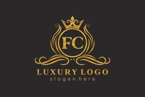 modelo de logotipo de luxo real de carta fc inicial em arte vetorial para restaurante, realeza, boutique, café, hotel, heráldica, joias, moda e outras ilustrações vetoriais. vetor