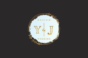 monograma de beleza inicial yj e logotipo de caligrafia de design de logotipo elegante de assinatura inicial, casamento, moda, floral e botânico com modelo criativo. vetor