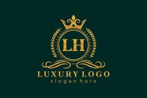 modelo de logotipo de luxo real da letra inicial lh em arte vetorial para restaurante, realeza, boutique, café, hotel, heráldica, joias, moda e outras ilustrações vetoriais. vetor