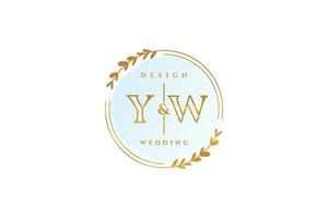 monograma de beleza inicial yw e logotipo de caligrafia de design de logotipo elegante de assinatura inicial, casamento, moda, floral e botânico com modelo criativo. vetor