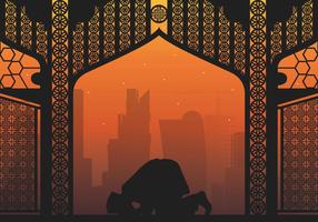 O homem de Qatar Pray Illustration vetor