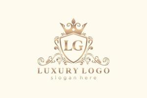 modelo de logotipo de luxo real de carta inicial lg em arte vetorial para restaurante, realeza, boutique, café, hotel, heráldica, joias, moda e outras ilustrações vetoriais. vetor