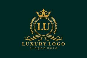 modelo de logotipo de luxo real da letra lu inicial em arte vetorial para restaurante, realeza, boutique, café, hotel, heráldica, joias, moda e outras ilustrações vetoriais. vetor