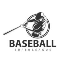 logotipo de ilustração vetorial de um jogador de beisebol batendo na bola. vetor