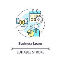 ícone do conceito de empréstimos comerciais. finanças para o novo projeto. ilustração de linha fina de idéia abstrata de banca corporativa. desenho de contorno isolado. traço editável. vetor