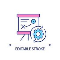 ícone de cor rgb do processo de construção de estratégia. plano de desenvolvimento de negócios. cenário de sucesso corporativo. ilustração vetorial isolado. desenho de linha preenchido simples. traço editável. vetor