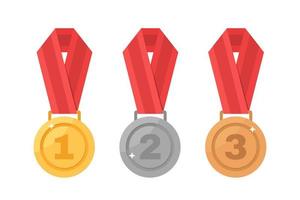 1º, 2º e 3º lugares. ouro, prata, medalha de bronze, troféu vetor