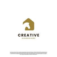 design de logotipo de casa de cavalo em fundo isolado. cabeça de cavalo combina com o conceito de logotipo da casa vetor