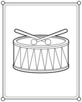 tambores de brinquedo adequados para ilustração vetorial de página para colorir infantil vetor