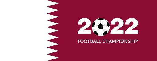 campeonato de futebol 2022 bandeira do catar. modelo de futebol com bola em fundo branco. ilustração vetorial em estilo simples. vetor