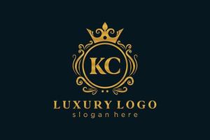 modelo de logotipo de luxo real de letra kc inicial em arte vetorial para restaurante, realeza, boutique, café, hotel, heráldica, joias, moda e outras ilustrações vetoriais. vetor