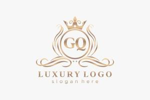 modelo de logotipo de luxo real carta gq inicial em arte vetorial para restaurante, realeza, boutique, café, hotel, heráldica, joias, moda e outras ilustrações vetoriais. vetor