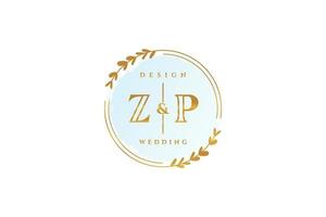 monograma de beleza inicial zp e logotipo de caligrafia de design de logotipo elegante de assinatura inicial, casamento, moda, floral e botânico com modelo criativo. vetor