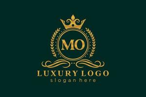 modelo de logotipo de luxo real carta mo inicial em arte vetorial para restaurante, realeza, boutique, café, hotel, heráldica, joias, moda e outras ilustrações vetoriais. vetor
