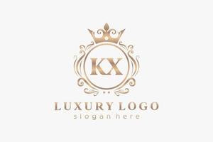 modelo de logotipo de luxo real de letra kx inicial em arte vetorial para restaurante, realeza, boutique, café, hotel, heráldica, joias, moda e outras ilustrações vetoriais. vetor