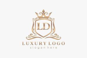 modelo de logotipo de luxo real de letra ld inicial em arte vetorial para restaurante, realeza, boutique, café, hotel, heráldica, joias, moda e outras ilustrações vetoriais. vetor