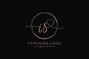 inicial é logotipo de caligrafia com logotipo de vetor de modelo de círculo de casamento inicial, moda, floral e botânico com modelo criativo.