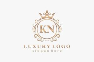 modelo de logotipo de luxo real de letra inicial kn em arte vetorial para restaurante, realeza, boutique, café, hotel, heráldica, joias, moda e outras ilustrações vetoriais. vetor