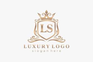 inicial ls carta modelo de logotipo de luxo real em arte vetorial para restaurante, realeza, boutique, café, hotel, heráldica, joias, moda e outras ilustrações vetoriais. vetor