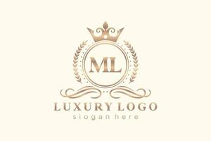 modelo de logotipo de luxo real de letra ml inicial em arte vetorial para restaurante, realeza, boutique, café, hotel, heráldica, joias, moda e outras ilustrações vetoriais. vetor
