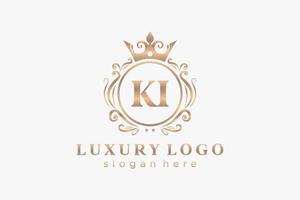 modelo de logotipo de luxo real de letra ki inicial em arte vetorial para restaurante, realeza, boutique, café, hotel, heráldica, joias, moda e outras ilustrações vetoriais. vetor