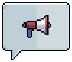 bolha de fala de pixel art com ícone de vetor de ícone de megafone para jogo de 8 bits em fundo branco