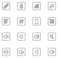conjunto de ícones de linha de configuração móvel vetor