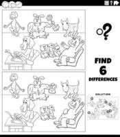 desenho de jogo de diferenças com cães de desenho animado para colorir vetor