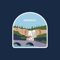 remendo do emblema da noruega. viajando para a noruega. ilustração vetorial com estilo minimalista. vetor