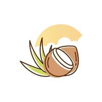 ilustração de desenho de ícone de vetor de logotipo de coco