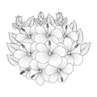 rosa de sharon flor ilustração de página para colorir com traço de arte de linha de mão preto e branco desenhado vetor