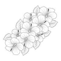 rosa de sharon flor ilustração de página para colorir com traço de arte de linha de mão preto e branco desenhado vetor