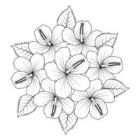 rosa de sharon flor ilustração de página para colorir com traço de arte de linha de mão preto e branco desenhado vetor