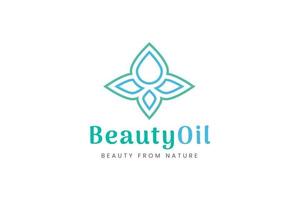 logotipo simples de cuidados de beleza com forma de gota e folha de óleo vetor