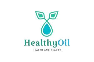 logotipo saudável e beleza com forma de gota de óleo vetor