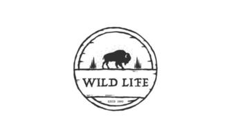 design de logotipo vintage de búfalo selvagem. bison bull buffalo angus silhueta vintage retrô logotipo, ilustração vetorial de criadores de búfalo. vetor