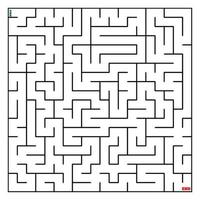 labirinto para colorir encontre o caminho certo para a solução. labirinto quadrado linha preta sobre fundo branco vetor